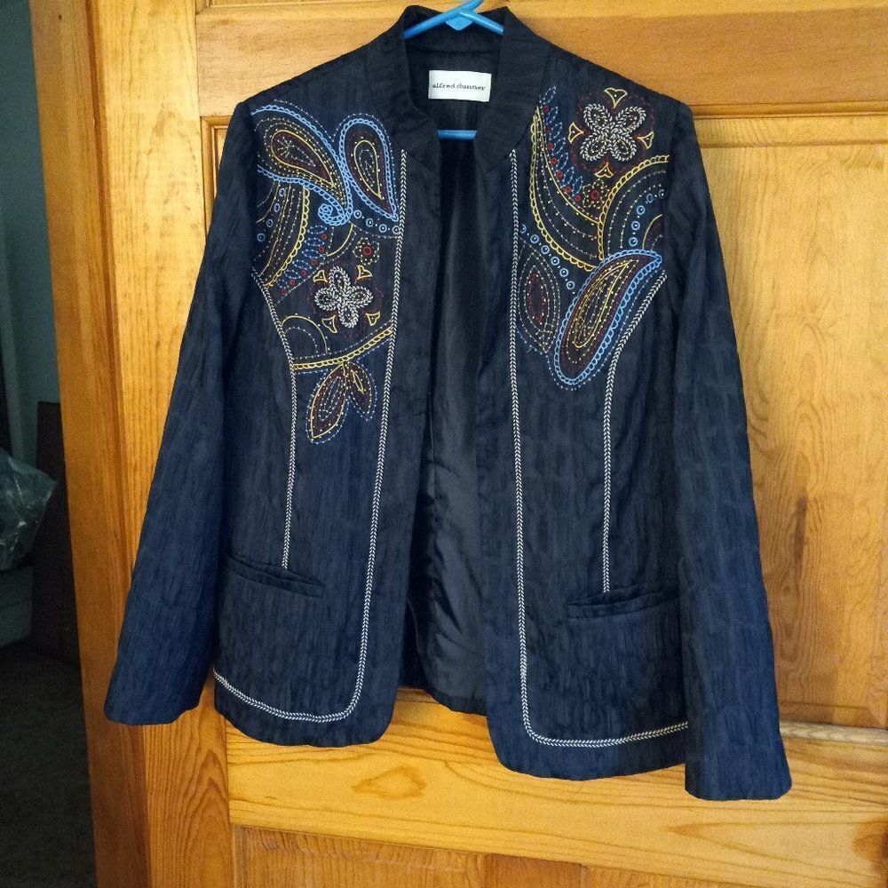 Alfred Dunner Navy Embroidered Jacket